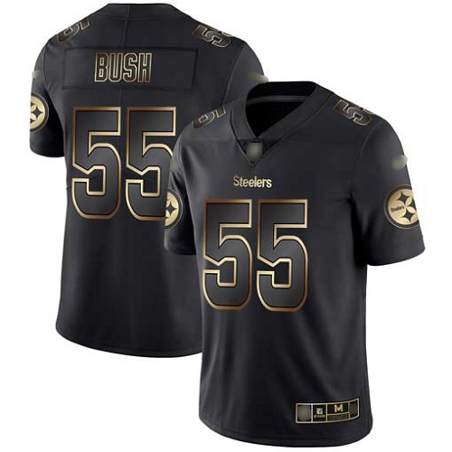 Men Pittsburgh Steelers Football 55 Limited Black Gold Devin Bush Vapor Untouchable Nike NFL Jersey